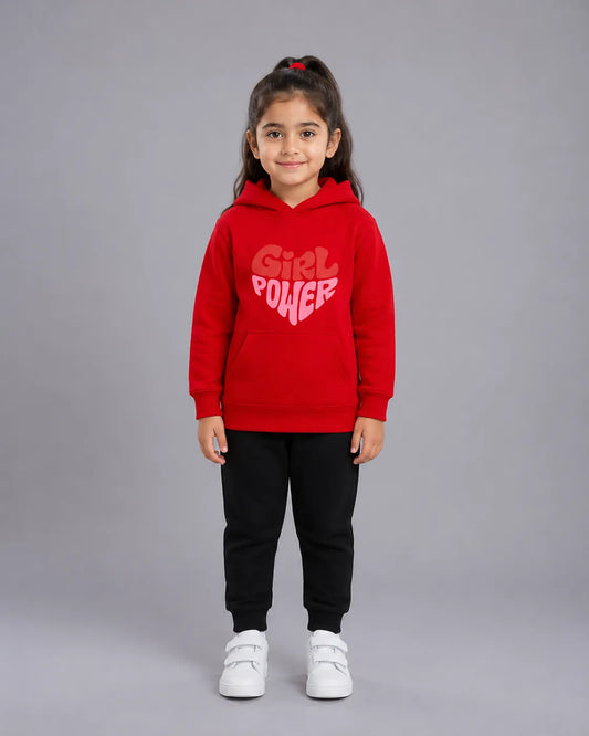 Kids Winter Hoodie Set | Girl Power Printed