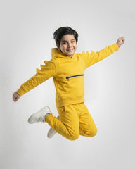 Kids Winter Dino Spike Hoodie - Yellow