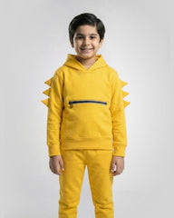 Kids Winter Dino Spike Hoodie - Yellow