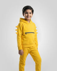 Kids Winter Dino Spike Hoodie - Yellow