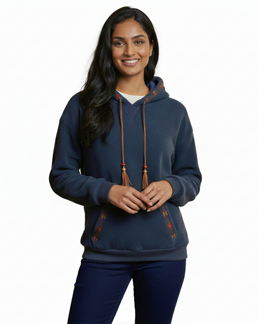 Chic Geometric Embroidered Hoodie