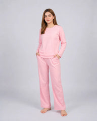 Women Round Neck Lounge Wear - Baby Pink