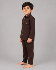 Mini Cargo Shirt Set - Dark Brown