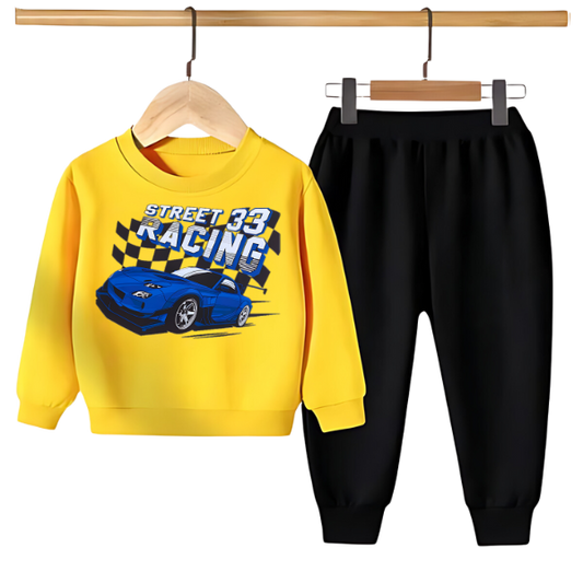 Kids Winter Sweat Shirt Set | Street Racing Printed