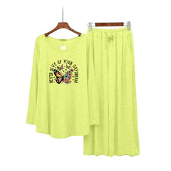 Women Round-Neck Lounge Wear | Never Give Up - Lemon Yellow
