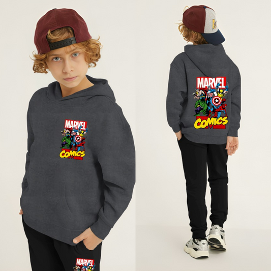 Kids Winter Hoodie Set | Marvel Comic Printed