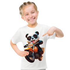 Panda Ride on Bike T Shirt For Kids