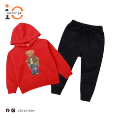 Kids Winter Hoodie Set | Versace Bear Printed