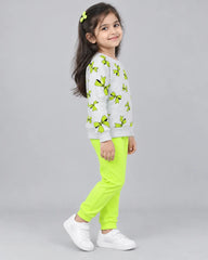 Flutter Wings Butterfly Fleece Set for Girls - Lime Green