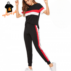 Sport Luxe Stripe Tracksuit – Black