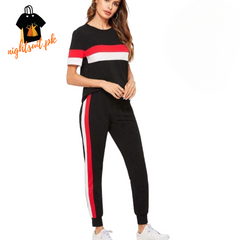 Sport Luxe Stripe Tracksuit – Black