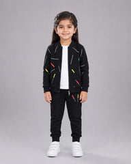 Kids Zipper Winter Tracksuit - Black