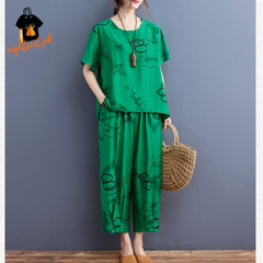 Yellow Black Circle Printed Capri PJ Nightsuit