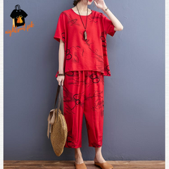 Yellow Black Circle Printed Capri PJ Nightsuit