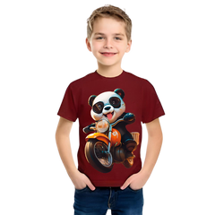 Panda Ride on Bike T Shirt For Kids