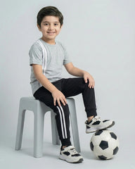 Elite Stripe Kids Tracksuit – Grey
