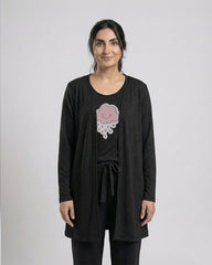 Women 3 Pieces Night Suit - Pink Cloud | Black