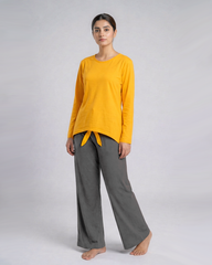 Women's Premium 2 Piece Lounge Set - Yellow & Grey