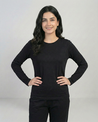 Women Round-Neck Lounge Wear - Black