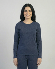 Women Round-Neck Lounge Wear - Navy Blue