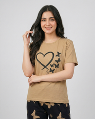 Brown Butterfly Pajama Set