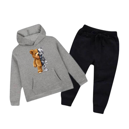 Robo Bear Printed Kids Hoodie Set