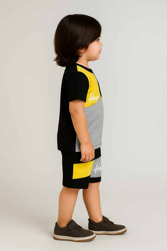 Multi Colorblock Short Sleeve T-shirt & Shorts Set
