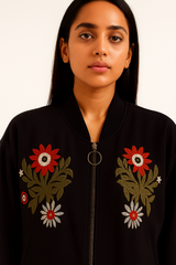 Embroidered Twin Floral Patch Jacket