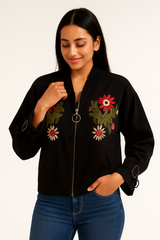 Embroidered Twin Floral Patch Jacket