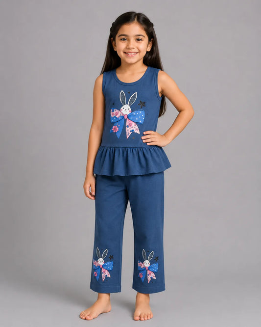 Bunny Bloom Sando Set - Navy Blue