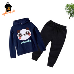 Blue Panda Printed Kids Hoodie Set