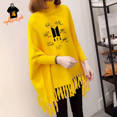 Yellow BTS Printed Poncho