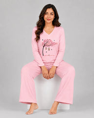 Women V-Neck Lounge Wear | Spring Tree - Baby Pink