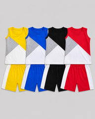 Pack Of 4 Kids Sando Set | Yellow, Blue, Black & Red
