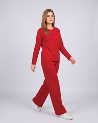 Women Round Neck Lounge Wear - Red