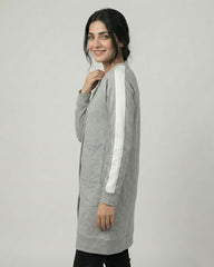Grey Western Stripe Long Sleeve Cardigan