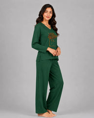 Women V-Neck Lounge Wear | Spring Tree - Sherwood Green