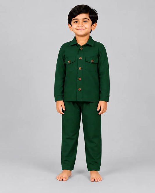 Mini Cargo Shirt Set - Green