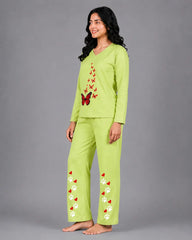 Women V-Neck Lounge Wear | Red Butterfly - Lemon Yellow