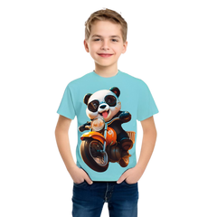 Panda Ride on Bike T Shirt For Kids