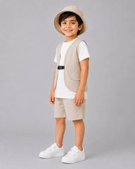 Little Explorer Short Set - Beige