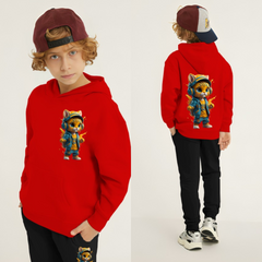 Kids Winter Hoodie Set | Cool Cat Printed