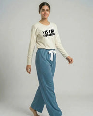 Women Premium 2 Piece Lounge Set | Yes Im Different - White & Blue