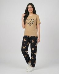 Brown Butterfly Pajama Set