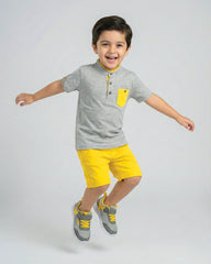 Yellow & Grey Kids Short Set