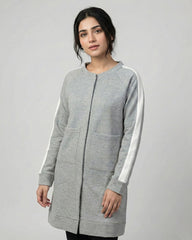 Grey Western Stripe Long Sleeve Cardigan