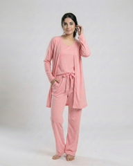 Women 3 Pieces Night Suit | Baby Pink
