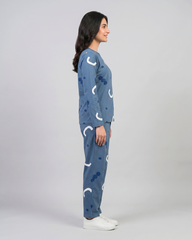 Pattern Printed Pajama Set - Blue