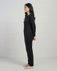 Women Round-Neck Lounge Wear - Black