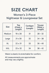 Women’s 3 Piece Nightwear Lounge Set with Owl Print | Plus Size Loungewear